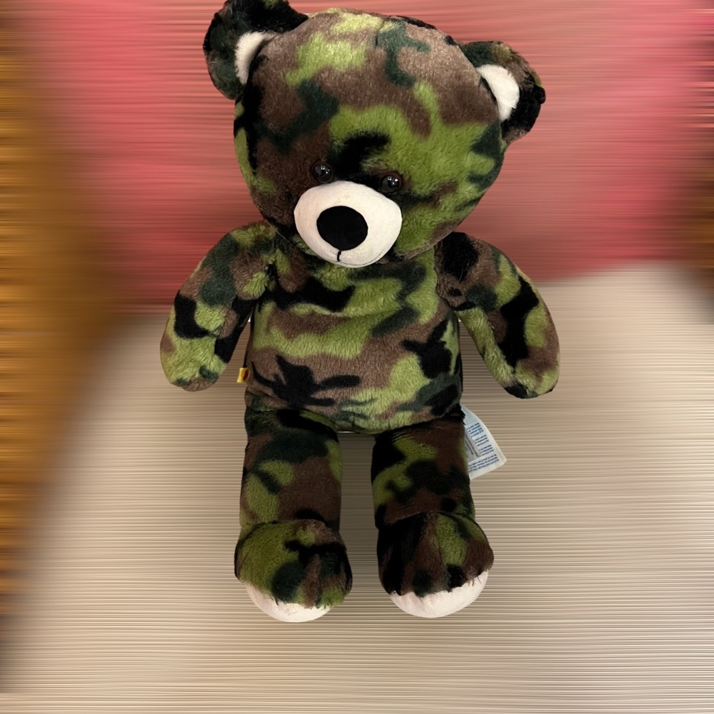Build- A-Bear Camouflage Plush Stuffed Animal Toy 18” Teddy Bear